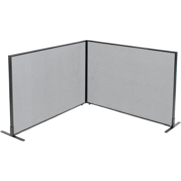 Interion By Global Industrial Interion Freestanding 2-Panel Corner Room Divider, 60-1/4inW x 42inH Panels, Gray 695106GY - main